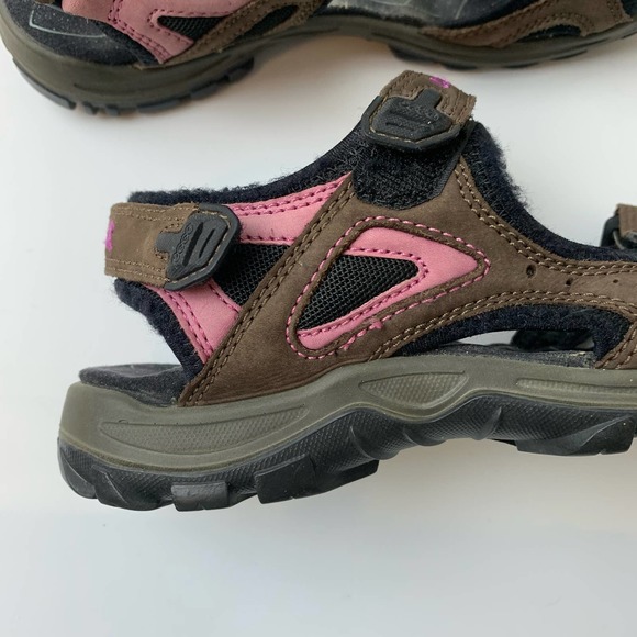 Ecco Sandals Size 37 Brown Pink Arch Support Anatomical Wave Footbed - Picture 7 of 11